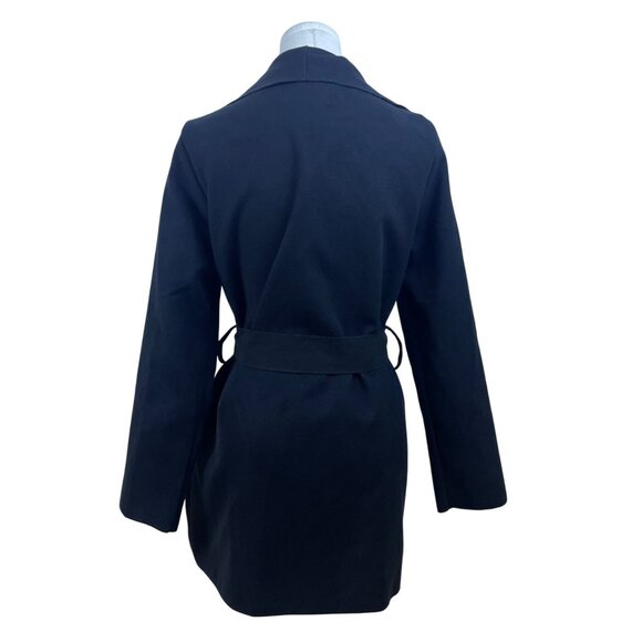 Ambiance Womens Black Polyester Belted Open-Front Coat Size M - Picture 4 of 10